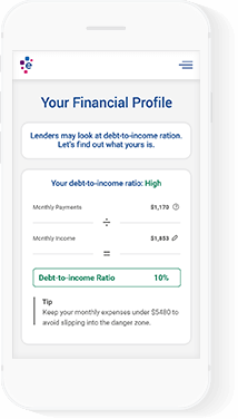 White phone showing financial profile