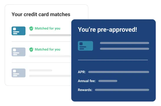 Graphic of Credit cards matches and pre-approved.