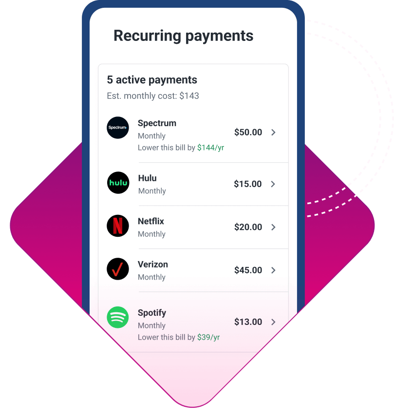 recurring payments screen